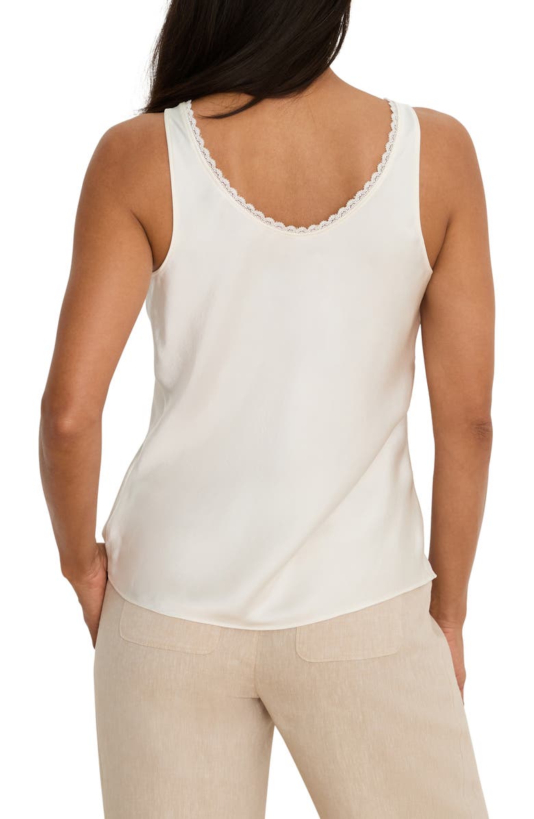 NIC+ZOE Lace Trim Satin Tank, Alternate, color, Classic Cream