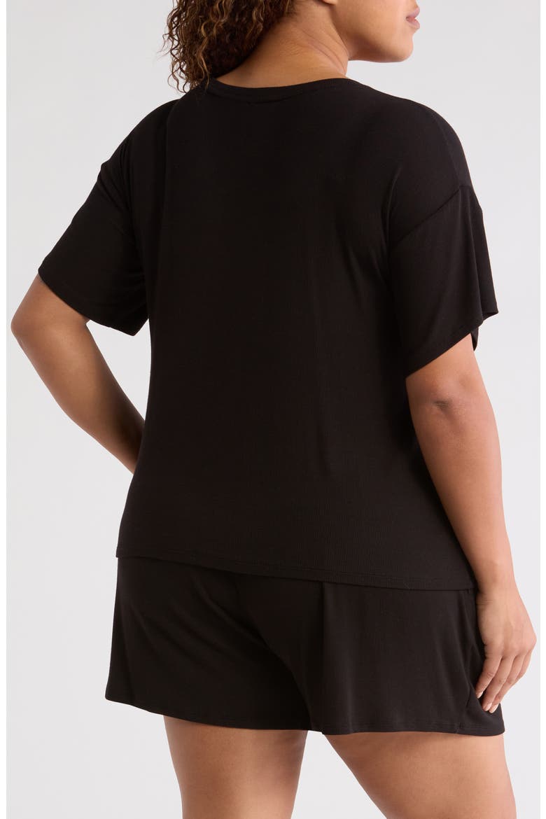 Moonlight Eco Easy Rib Short Pajamas, Alternate, color, BLACK