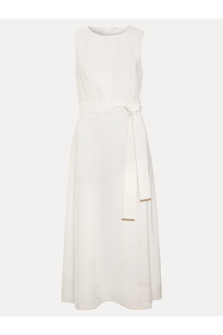 Marta Tie Belt Midi Dress, Alternate, color, White