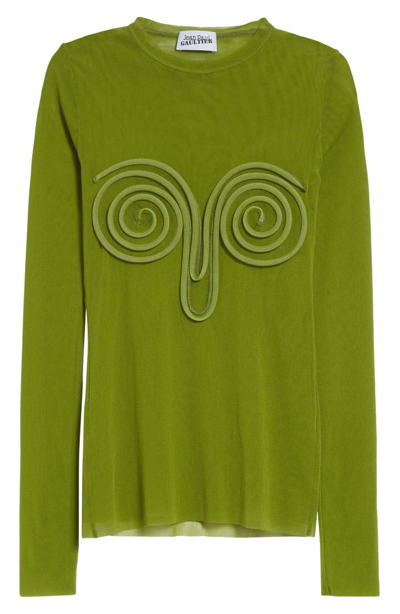 Jean Paul Gaultier Spiral Appliqué Mesh Top, Alternate, color,