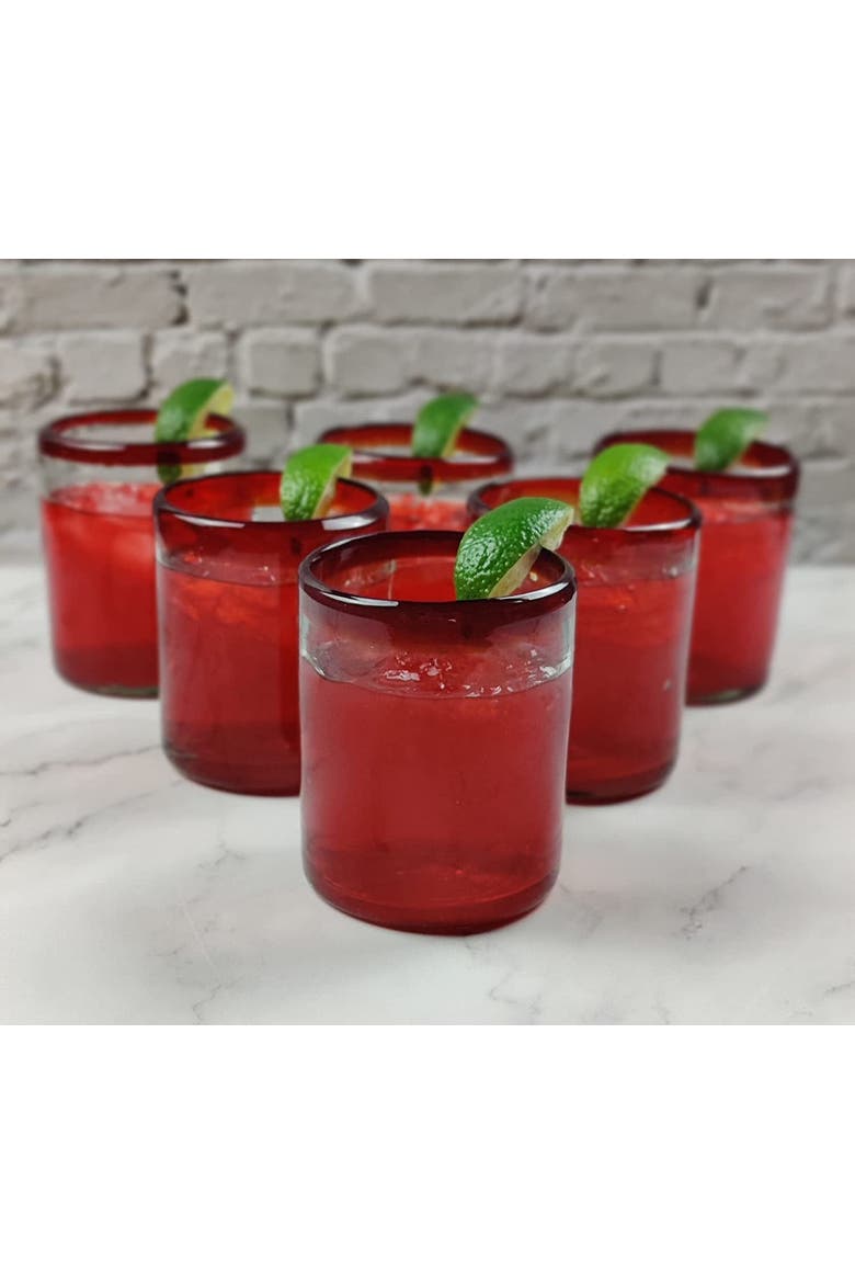 Rim Tumbler Glasses - Set of 6, Alternate, color, Red Rim