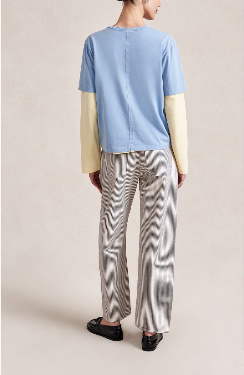 La Ligne Short Sleeve Boyfriend Tee, Alternate, color, Chambray