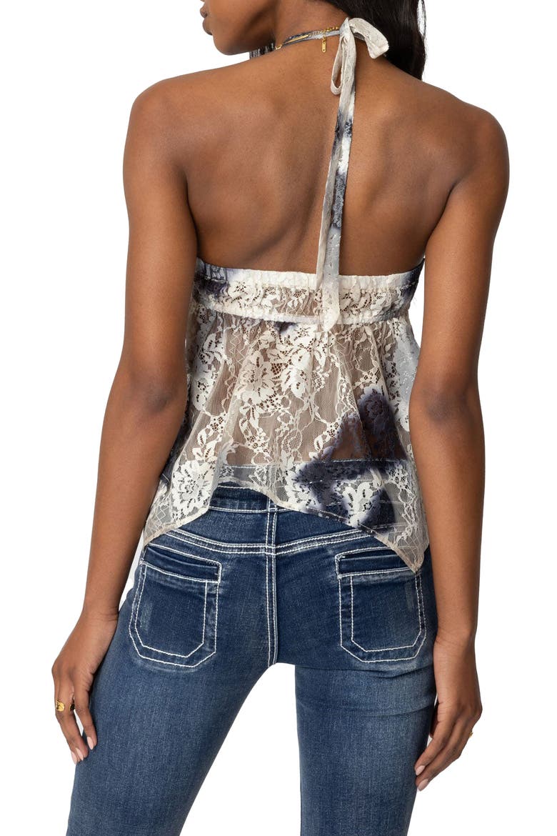 Asymmetric Lace Halter Top, Alternate, color, WHITE MIX
