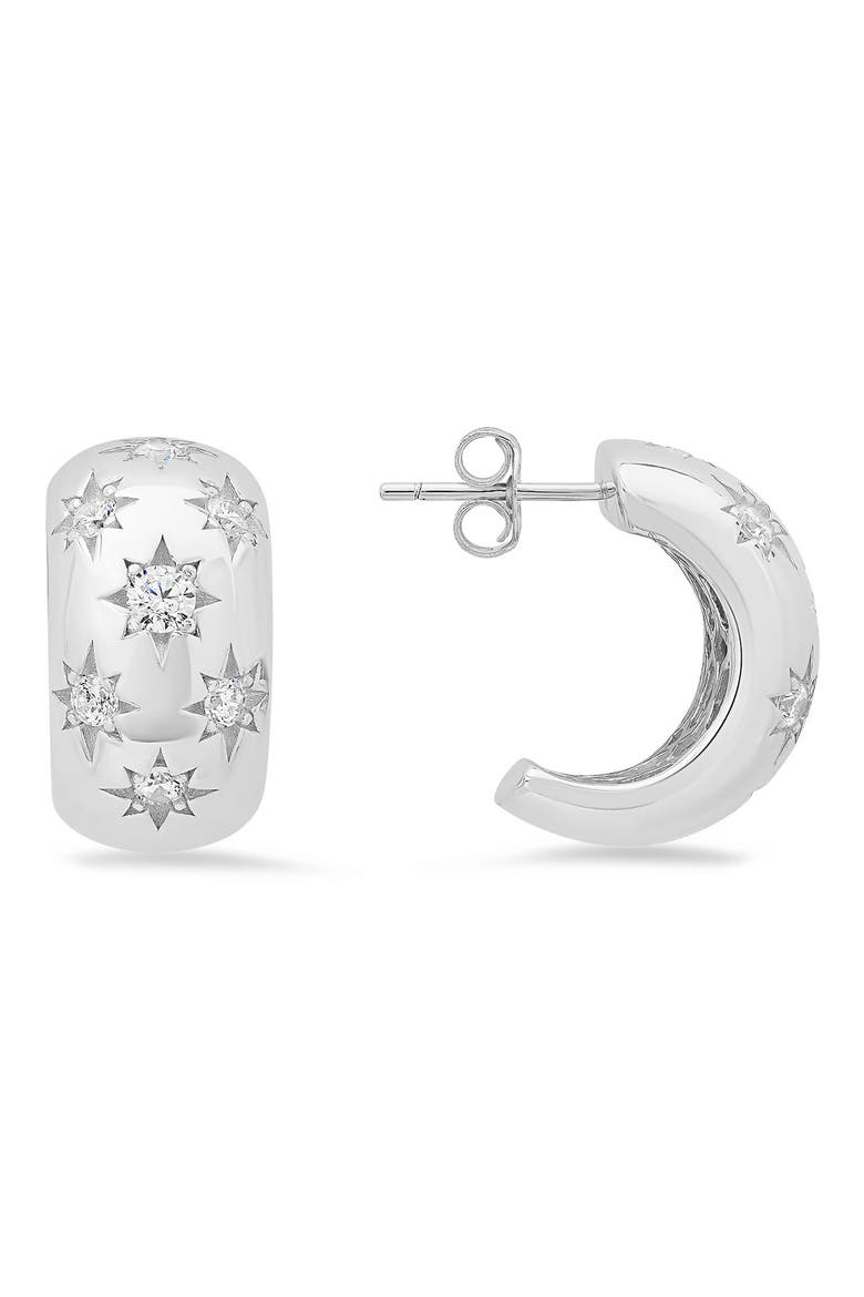 Chunky Celestial Hoop Earrings, Main, color, SILVER