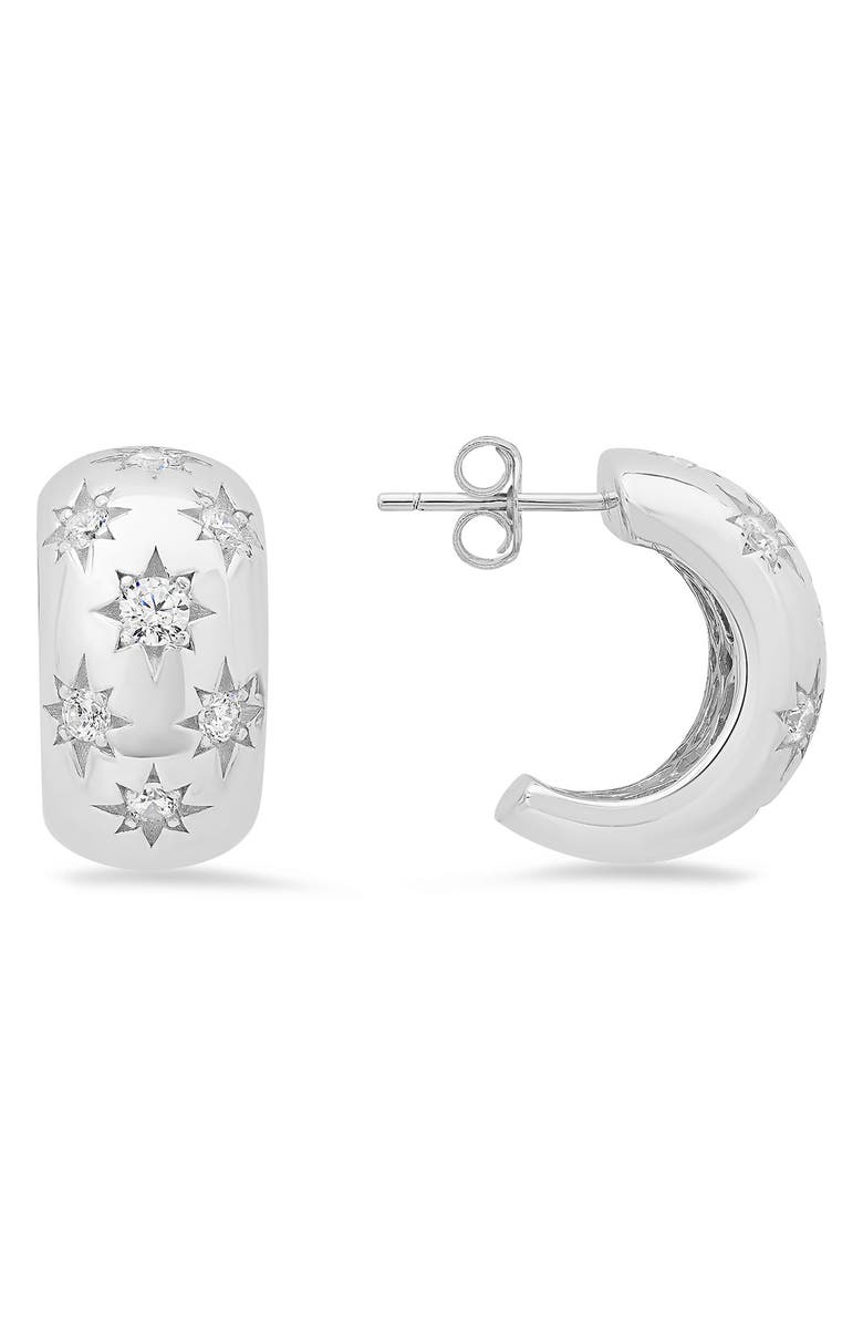 Queen Jewels Chunky Celestial Hoop Earrings, Main, color, Silver