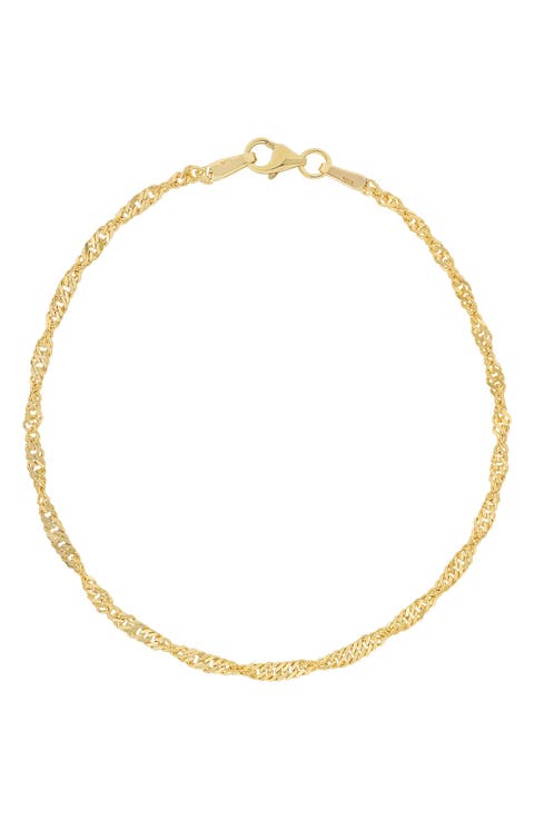 14K Gold Twisted Chain Bracelet
