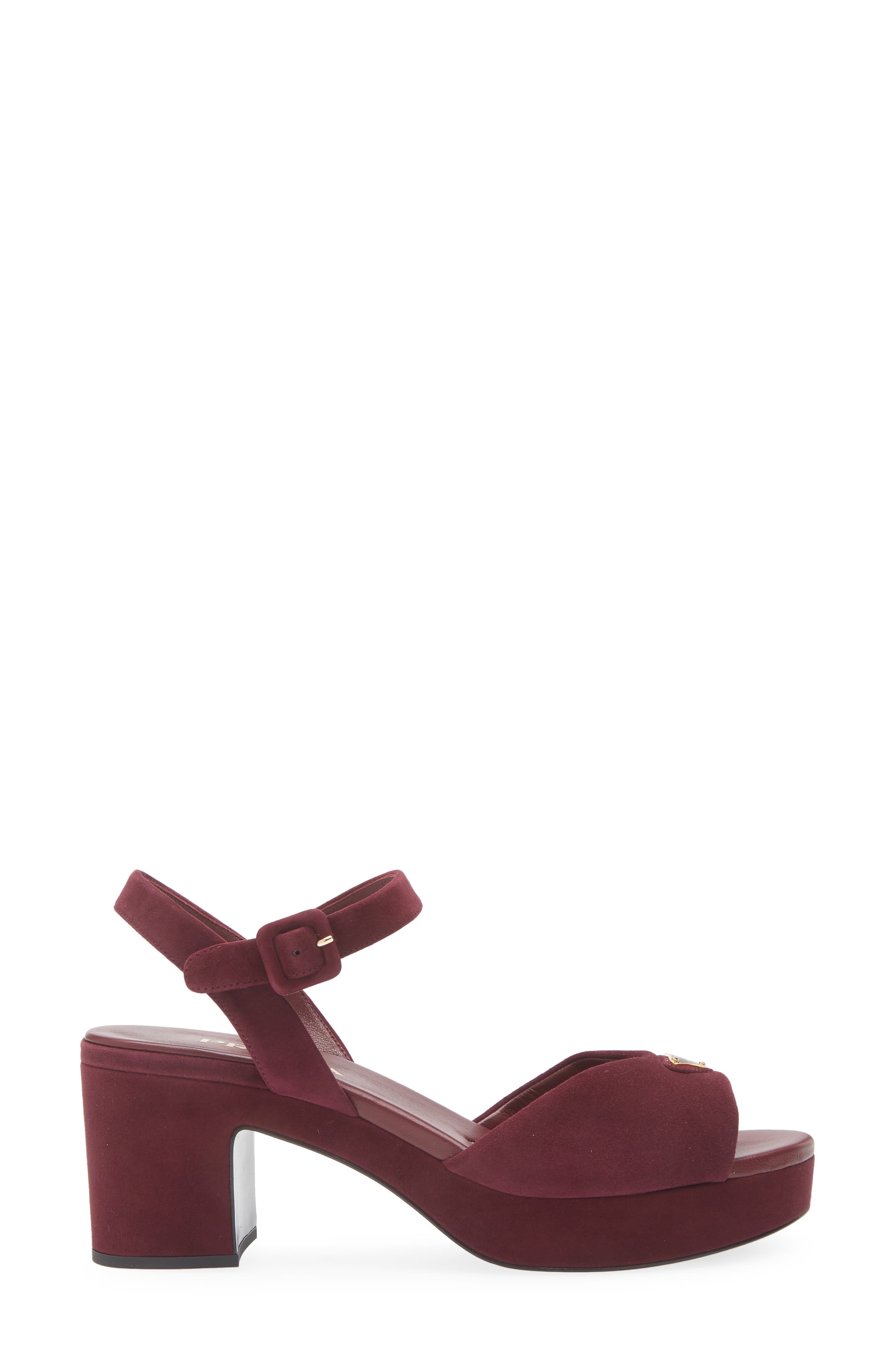 Prada Logo Platform Sandal, Alternate, color, Bordeaux