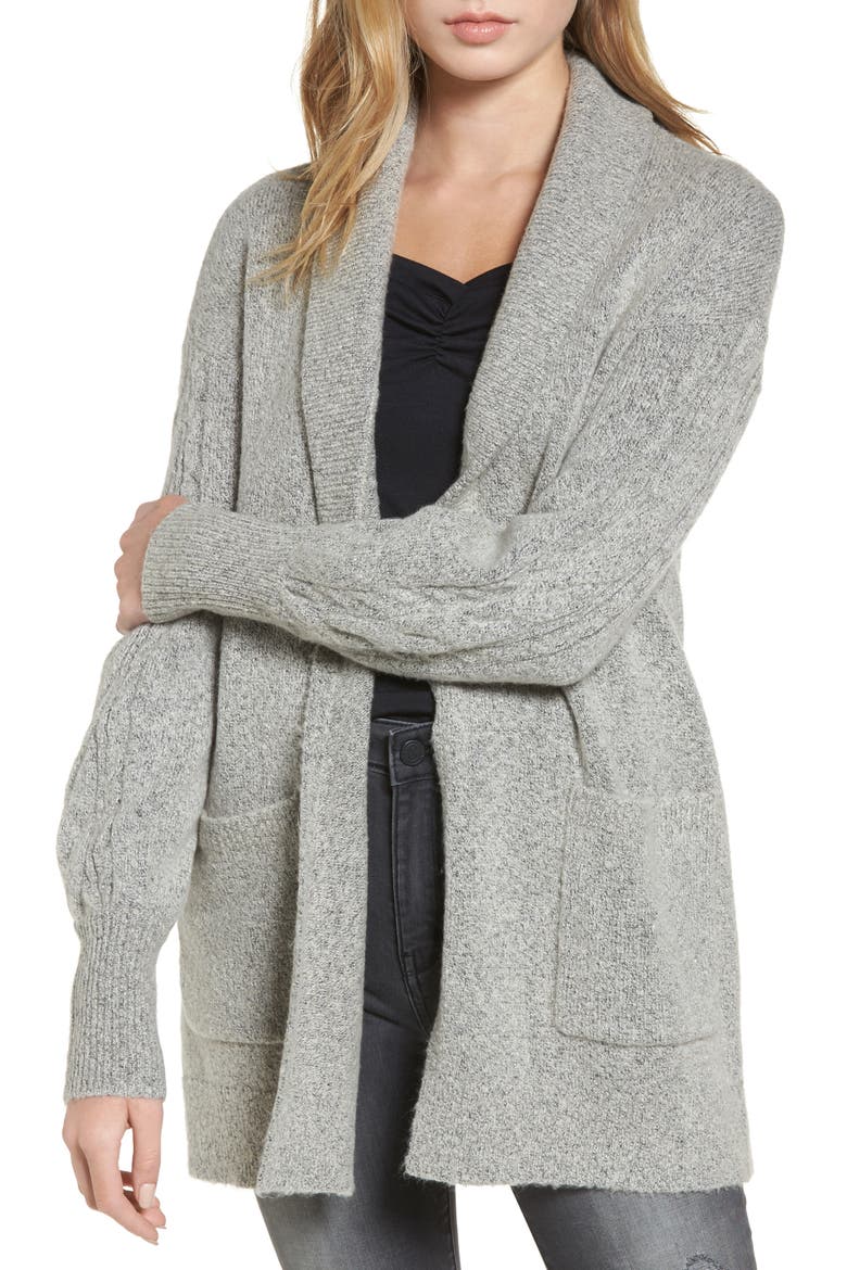 Longline Cardigan, Main, color, GREY CHIME HEATHER