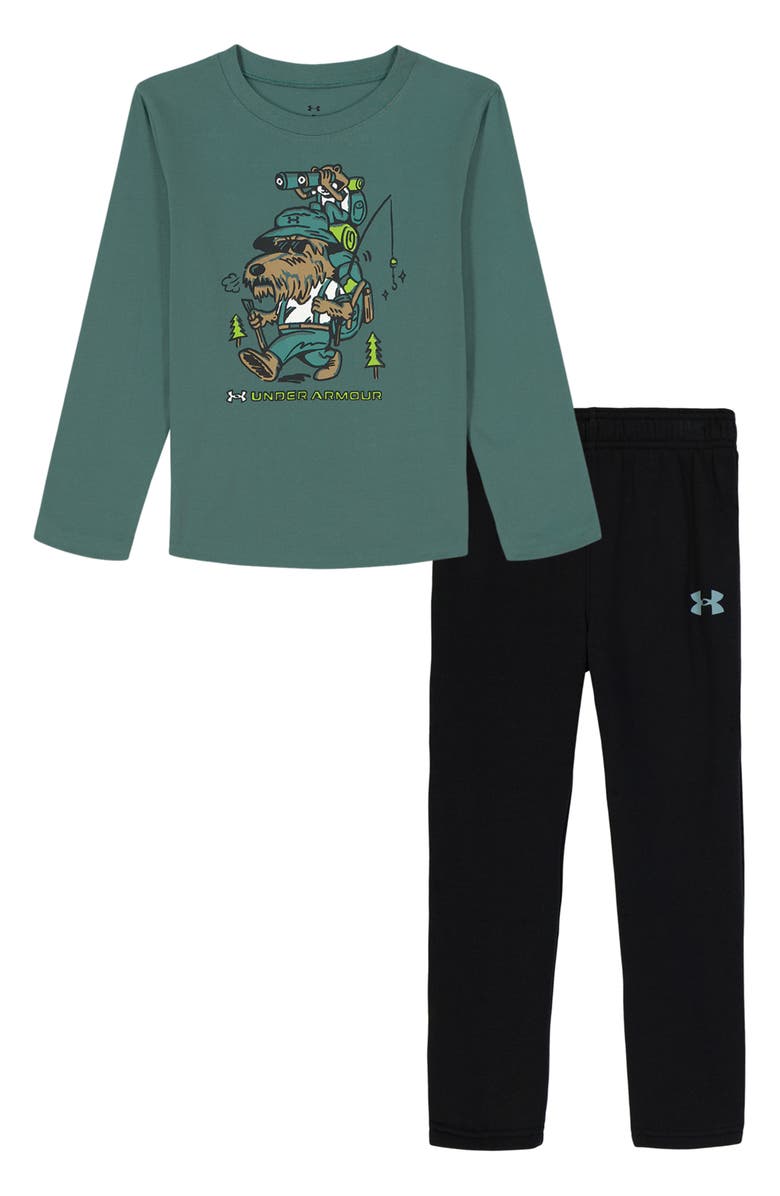 Under Armour Kids' Dog Hiker Long Sleeve Shirt & Sweatpants, Main, color, Jasper Blue