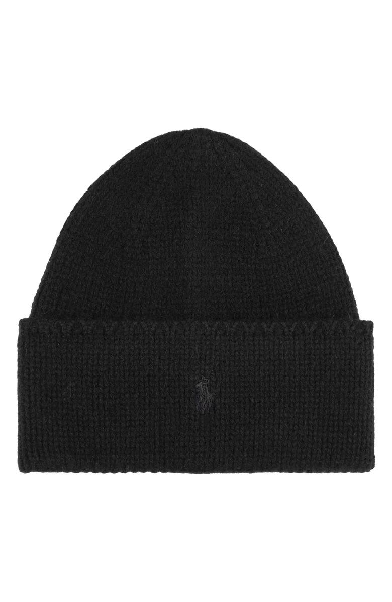 Polo Ralph Lauren Polo Player Merino Wool & Alpaca Beanie, Main, color, Black