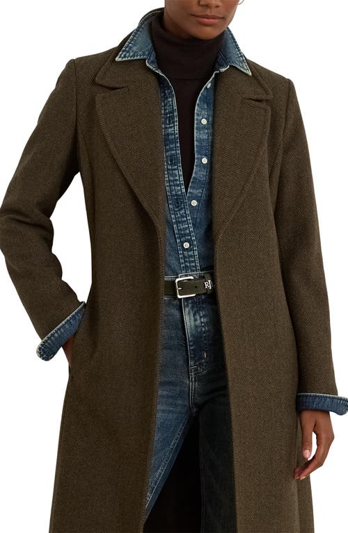 Ralph Lauren Lauren  Wrap Longline Coat In Brown