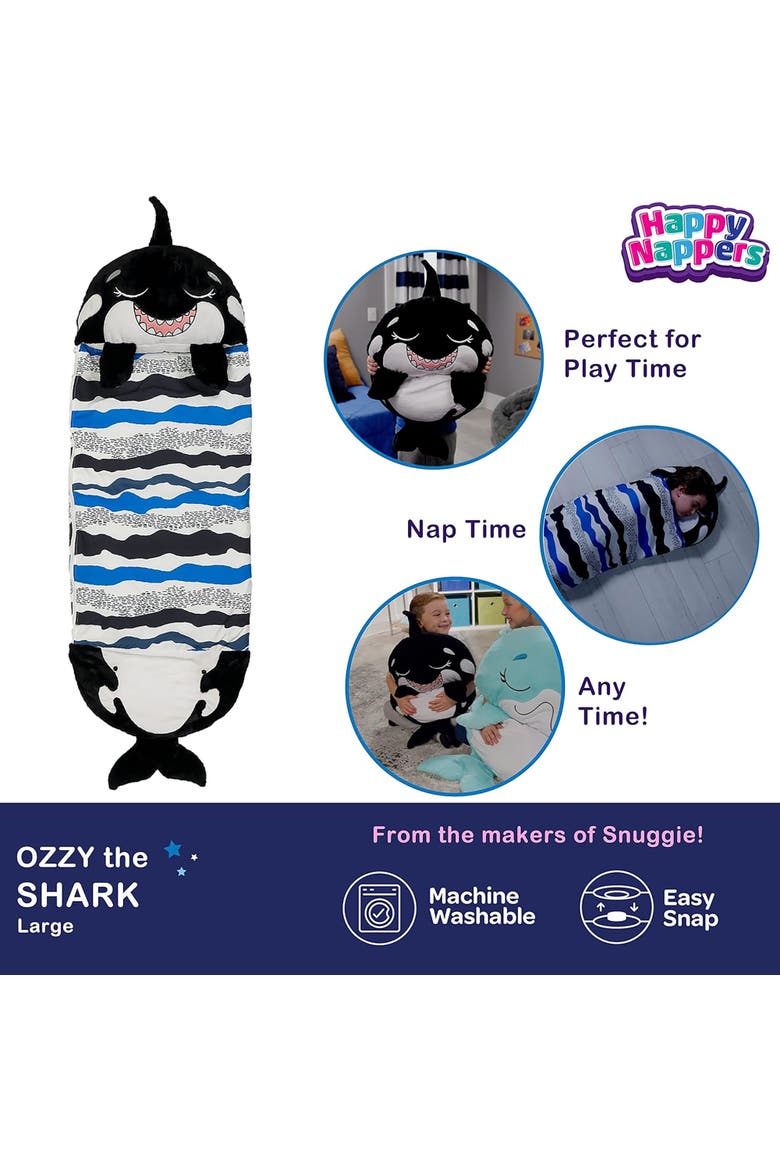 Pillow & Sleepy Sack, Large Ozzy The Black Shark 7+, Alternate, color, Black
