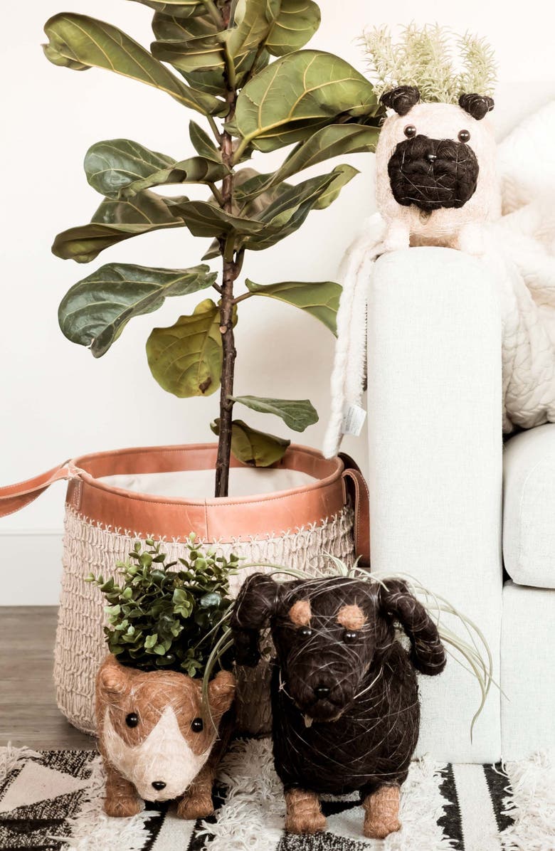 LIKHA Baby Corgi Handwoven Planter, Alternate, color, Brown / White