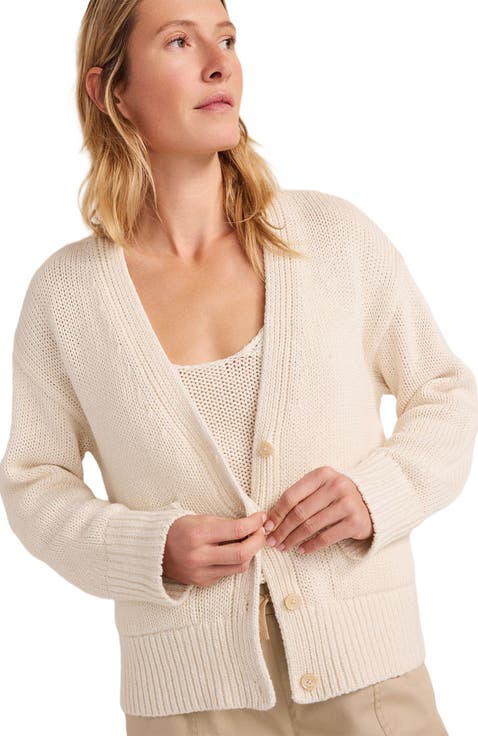 Cotton Linen Plaited V-Neck Cardigan