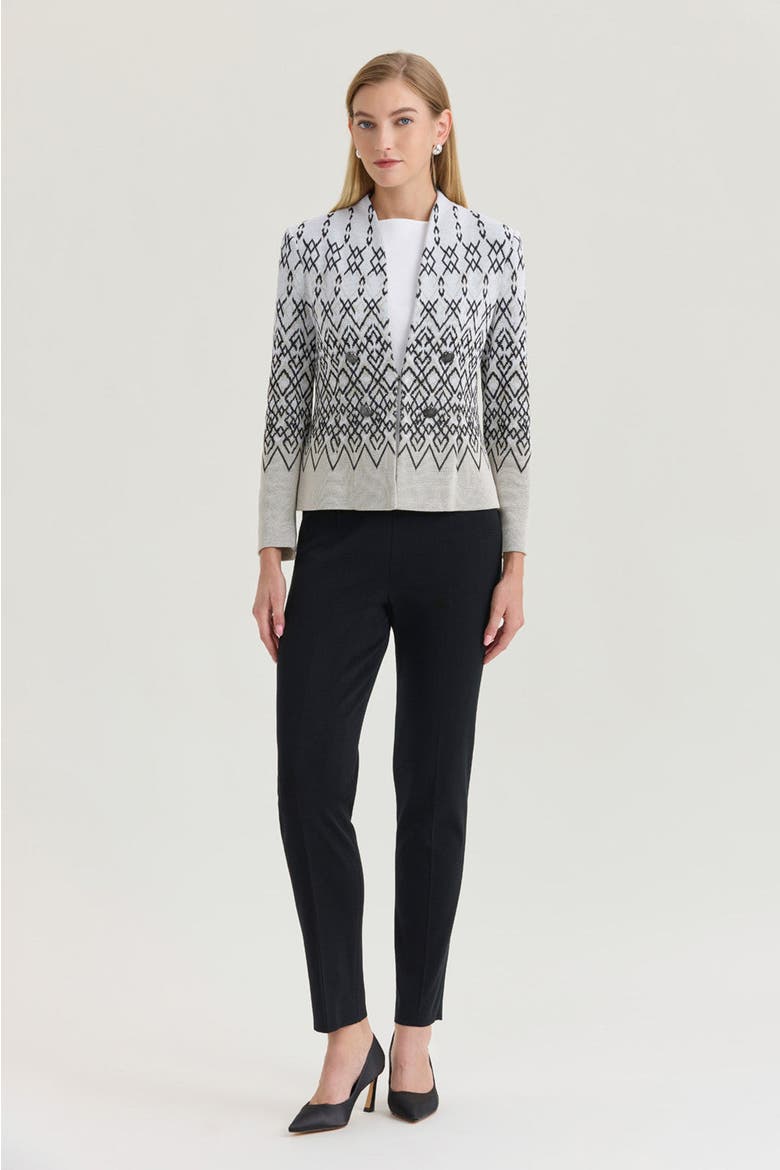 Tailored Diamond Jacquard Knit Jacket, Alternate, color, Limestone/Black/White