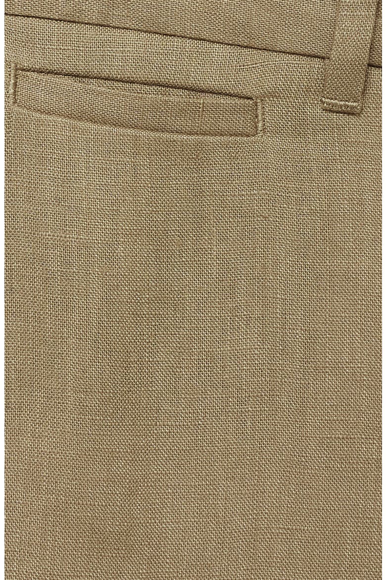Slim Fit Flat Front Linen Pants, Alternate, color, KHAKI GREEN