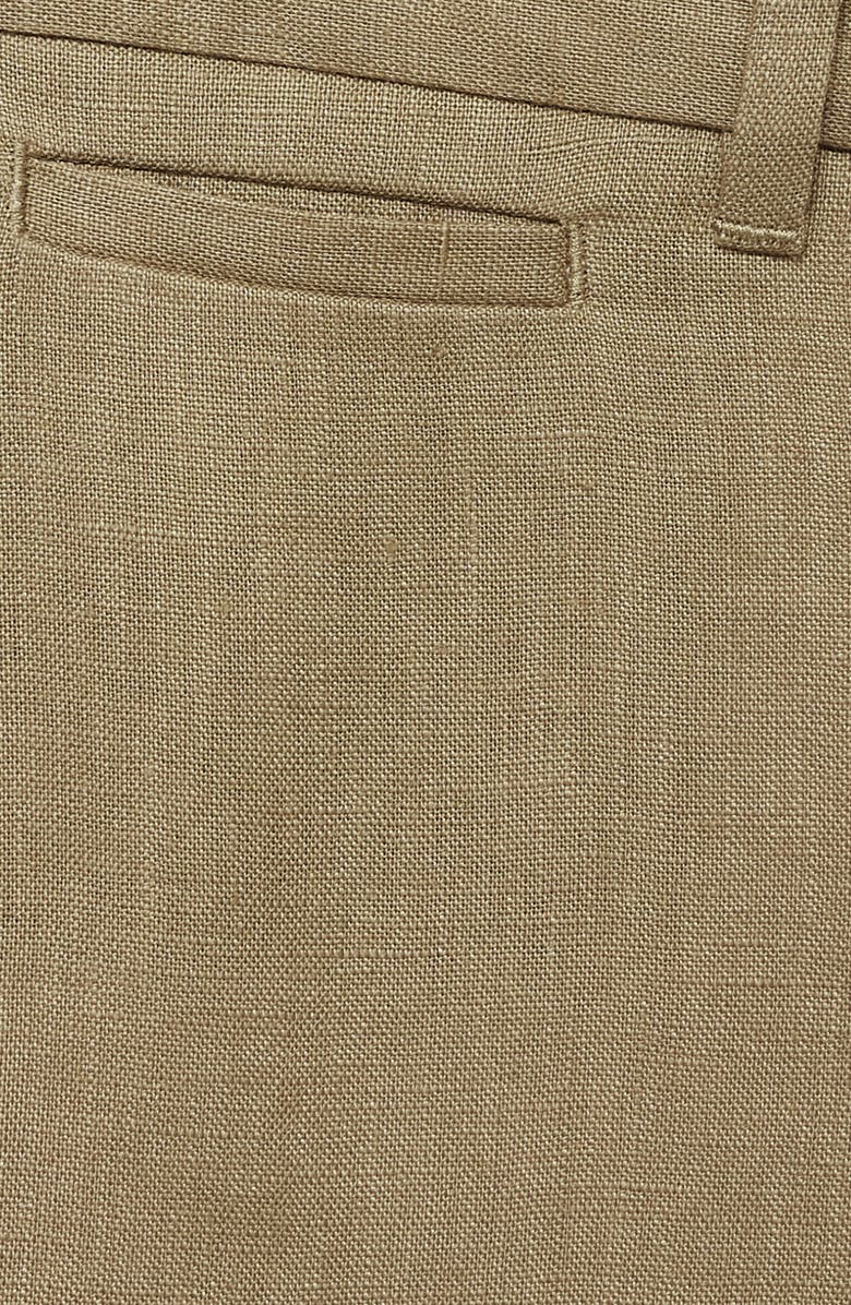 MANGO Slim Fit Flat Front Linen Pants, Alternate, color, Khaki Green