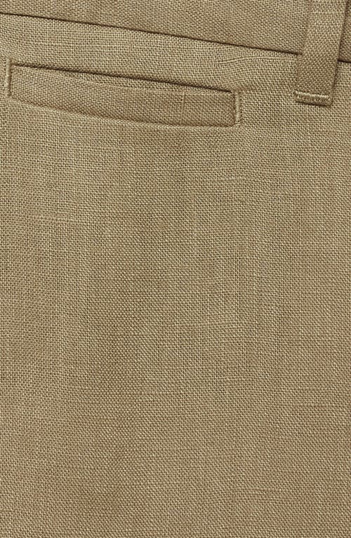 Mango Slim Fit Flat Front Linen Pants In Brown