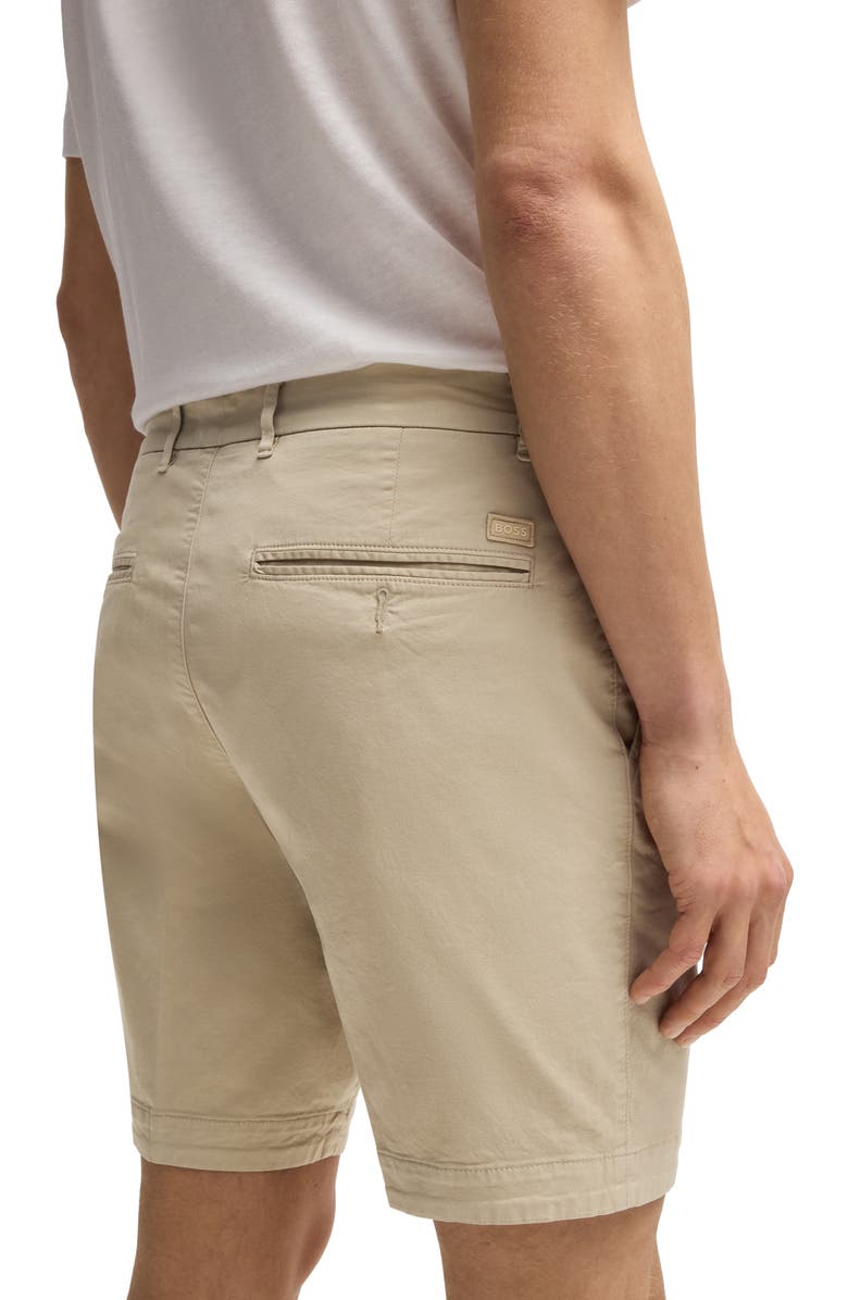 BOSS Slice Stretch Cotton Shorts, Alternate, color, Light Beige
