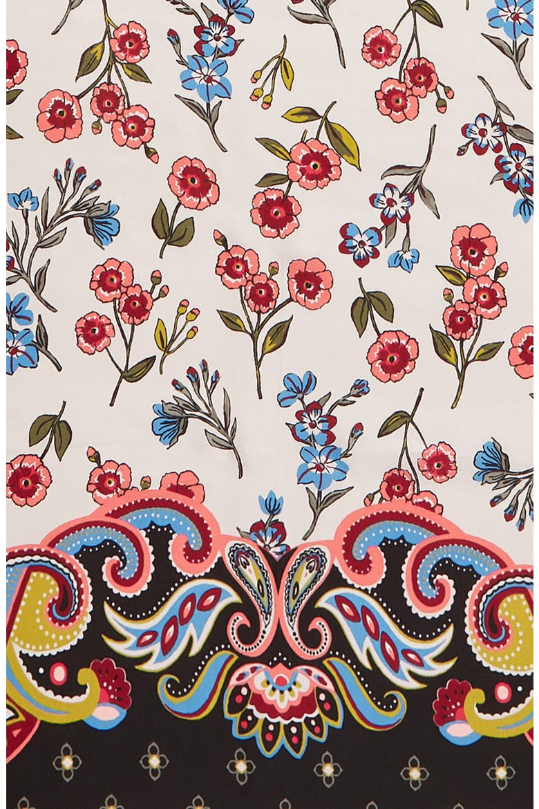 framed meadow silk square scarf, Alternate, color, BLACK