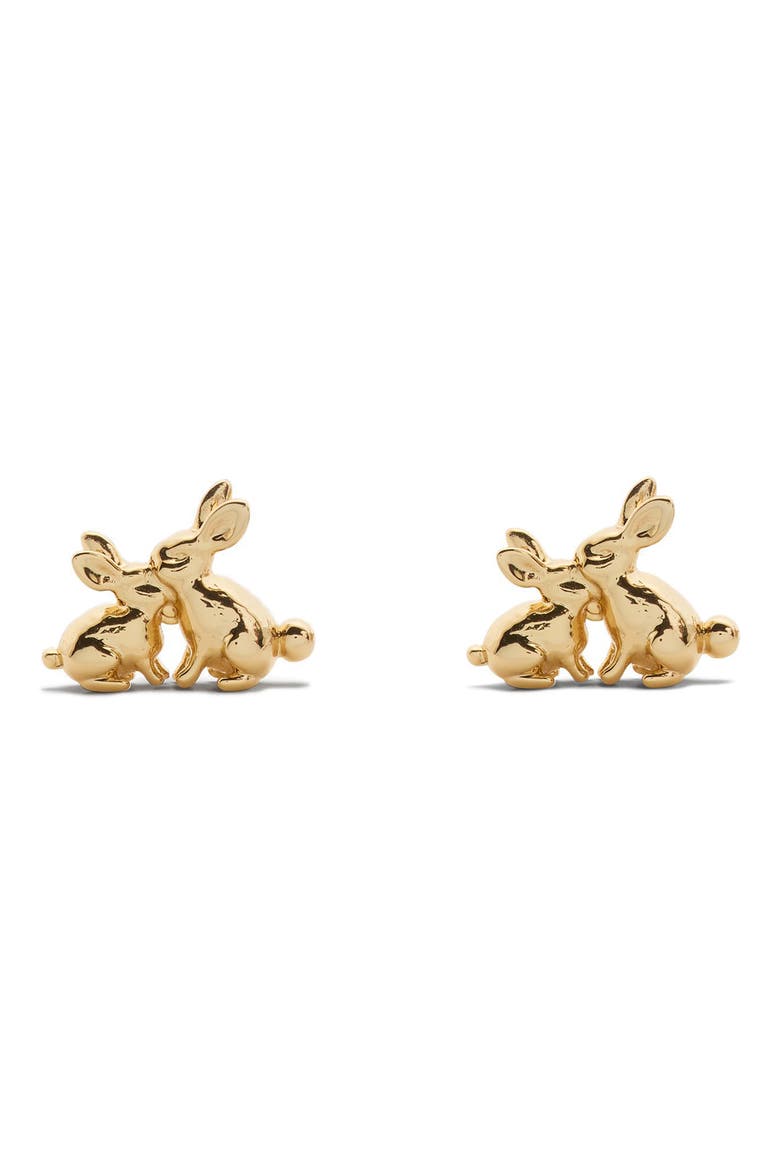 bunny stud earrings, Main, color, GOLD