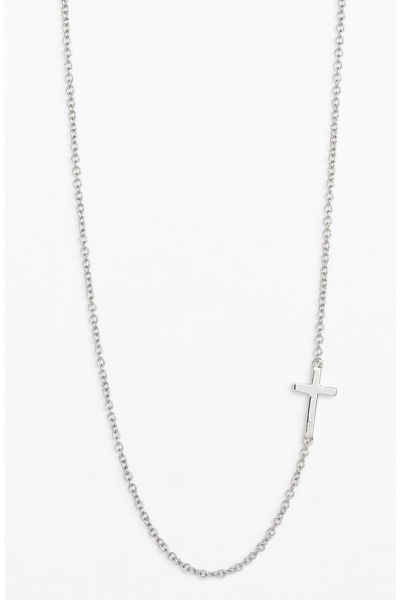 Cross Station Necklace   (Nordstrom Exclusive), Main, color, WHITE GOLD