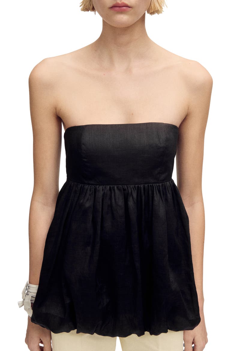 Strapless Bubble Top, Main, color, BLACK