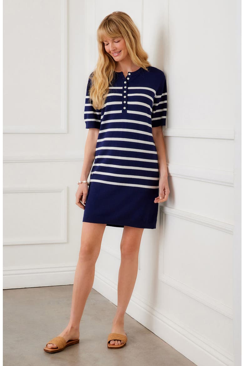 Henley Knit Dress, Alternate, color, NAVY