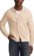 Lucky Brand Pointelle Stripe Cotton Blend Cardigan