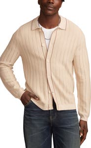 Lucky Brand Pointelle Stripe Cotton Blend Cardigan
