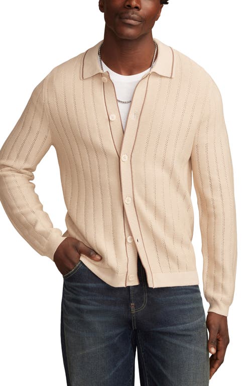 Lucky Brand Pointelle Stripe Cotton Blend Cardigan In Neutral