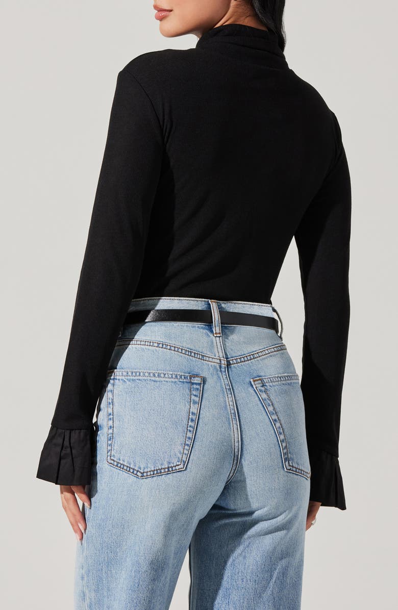 ASTR the Label Flare Sleeve Turtleneck Top, Alternate, color, Black