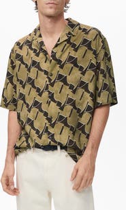 MANGO Abstract Print Camp Shirt
