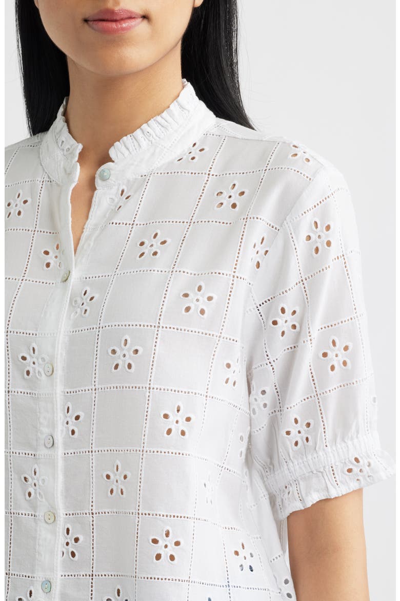 Eyelet Embroidery Woven Shirt, Alternate, color, WHITE