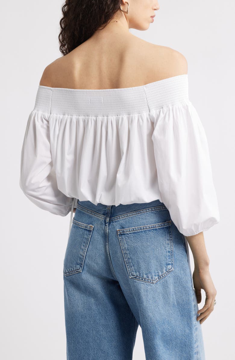 Nordstrom Off the Shoulder Cotton Poplin Shirt, Alternate, color, White