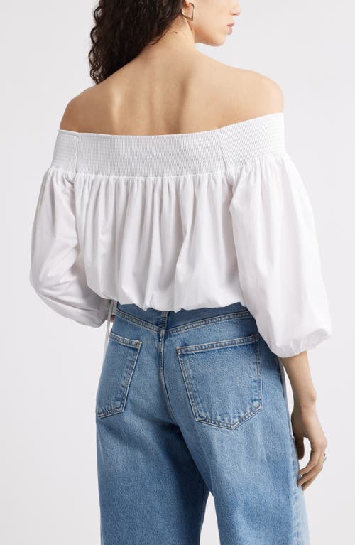 Nordstrom Off The Shoulder Cotton Poplin Shirt In White