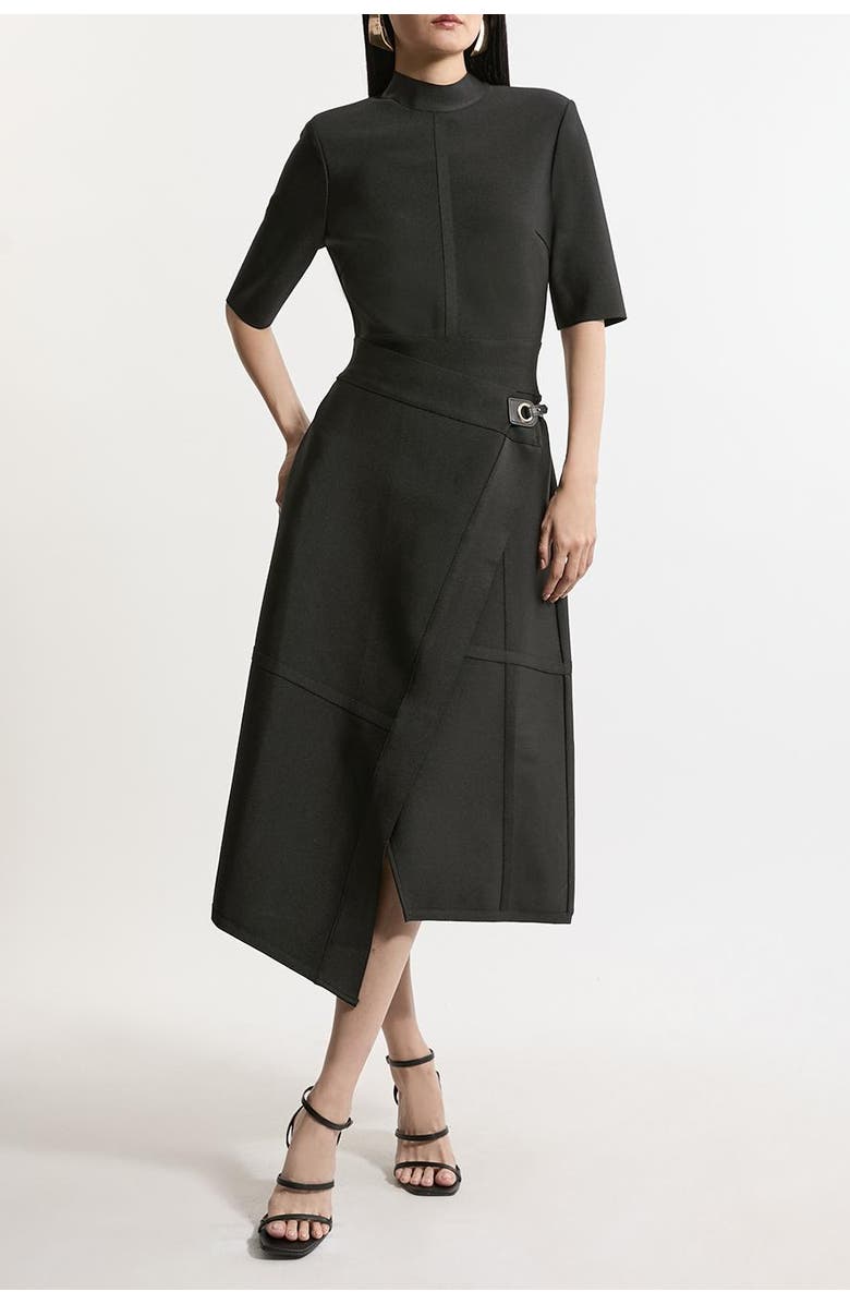 Karen Millen Asymmetric Knit Midi Dress, Alternate, color, 