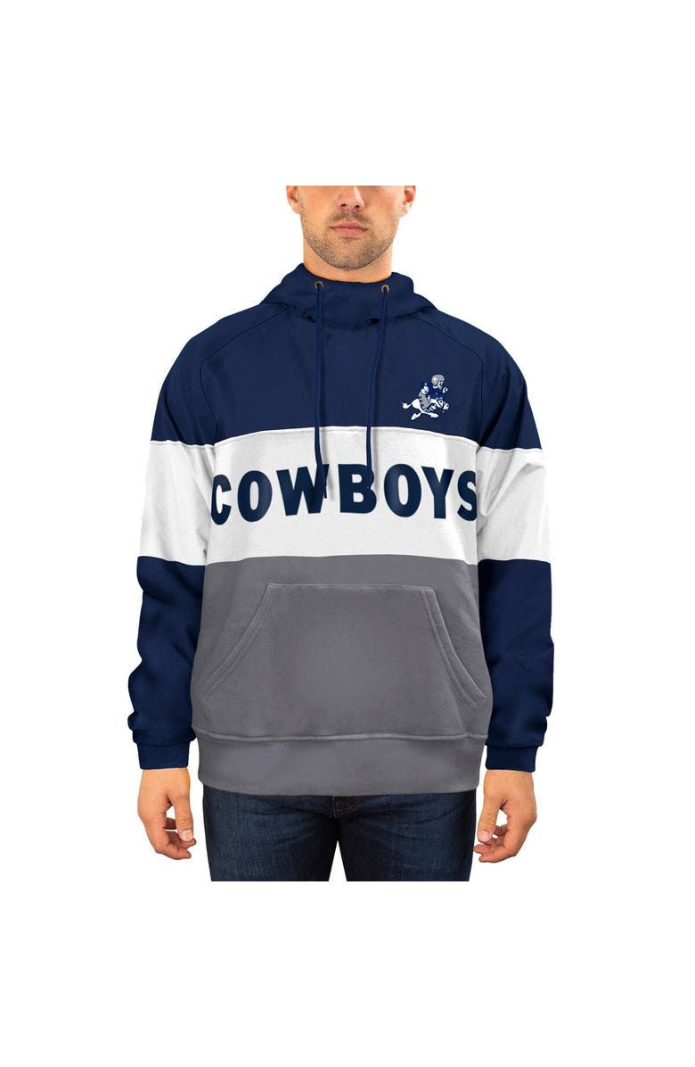 New Era Men's New Era Navy/White Dallas Cowboys Fleece Retro Joe Pullover Hoodie, Main, color, Navy