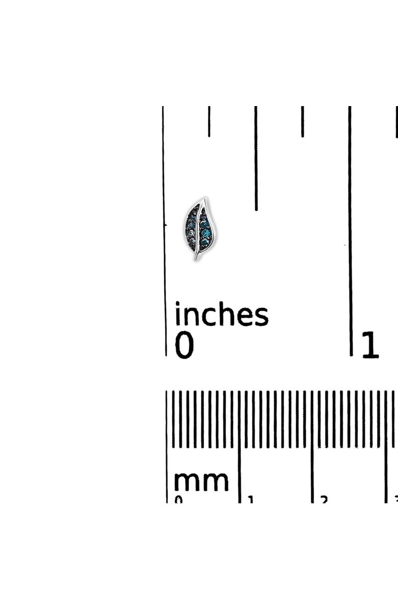 Haus of Brilliance Silver Blue Diamond Accent Leaf Stud Earrings, Alternate, color, Silver