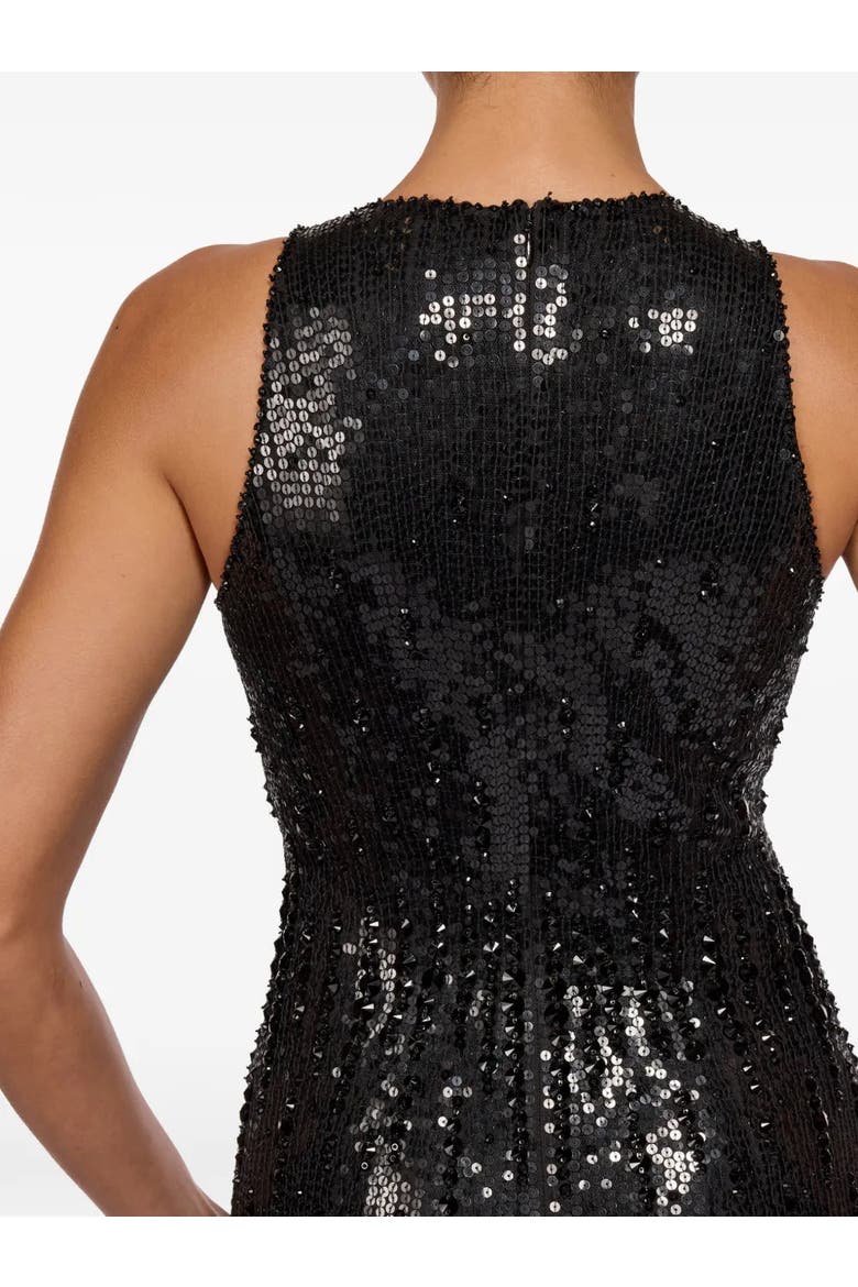 Black Flower Sequined V-Neck Maxi Dress, Alternate, color, Liquorice