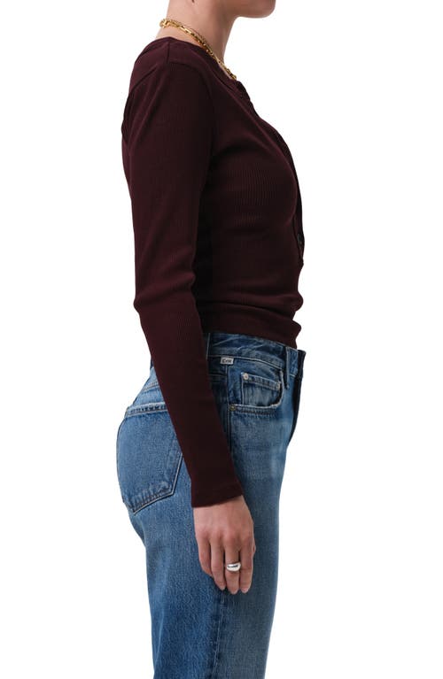 Citizen Of Humanity Varra Ribbed Stretch Cotton And Lyocell-blend Henley Top In Black