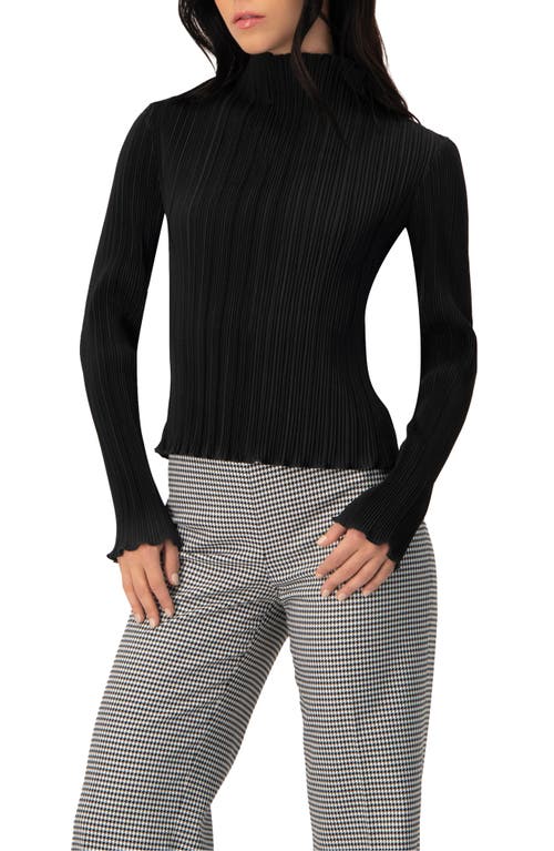 Ivonne Pleated Mock Neck Top In Black