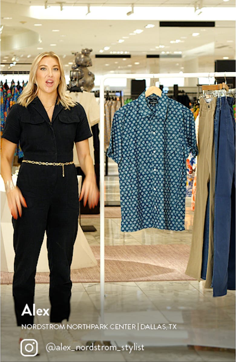 Trim Fit Floral Medallion Short Sleeve Camp Shirt, sales video thumbnail