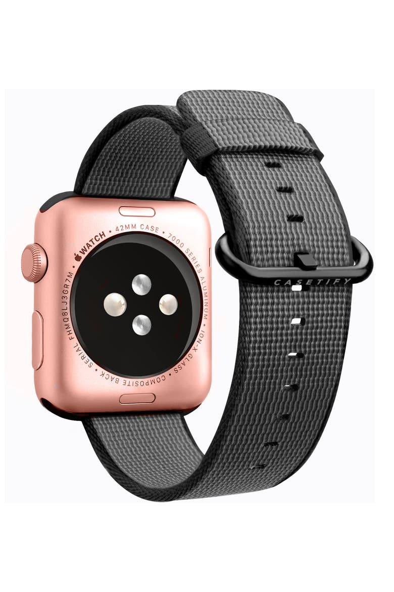 Nylon Apple Watch Strap, 38mm, Alternate, color, BLACK