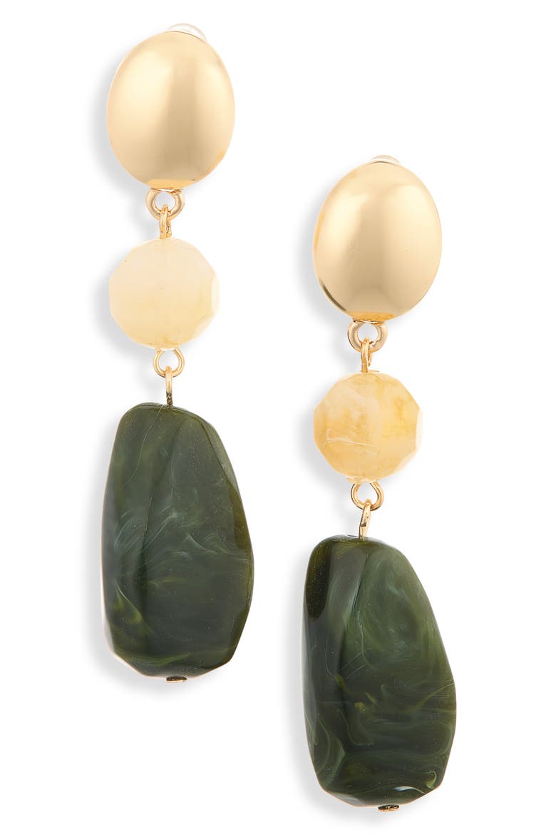 Linear Drop Earrings, Main, color, GREEN MULTI