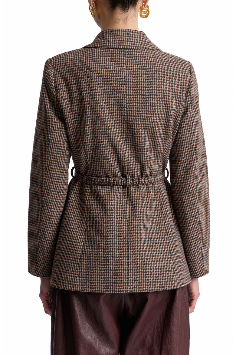 Belted Houndstooth Blazer, Alternate, color, BROWN MULTI