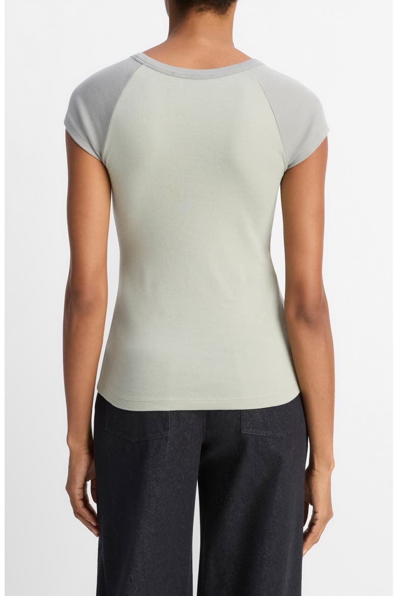 Colorblock Raglan Cap Sleeve Pima Cotton T-Shirt, Alternate, color, SEA FOG COMBO