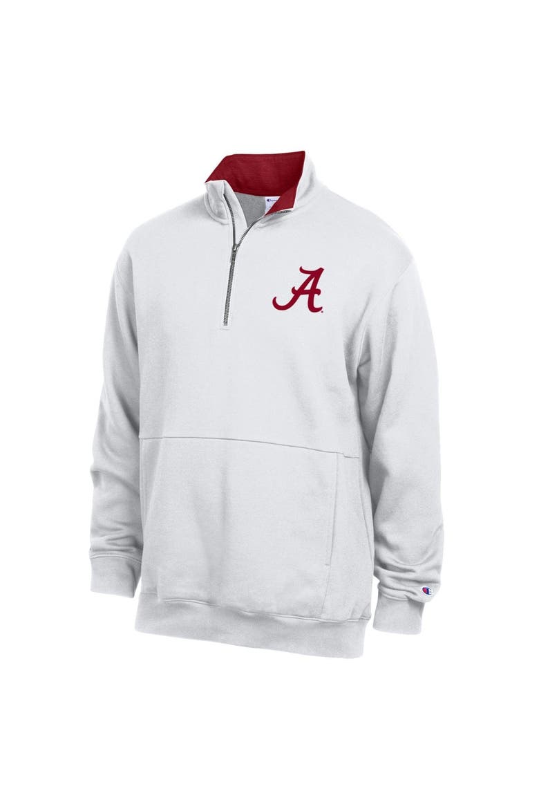Men's Champion  White Alabama Crimson Tide Fleece Quarter-Zip Pullover, Main, color, White