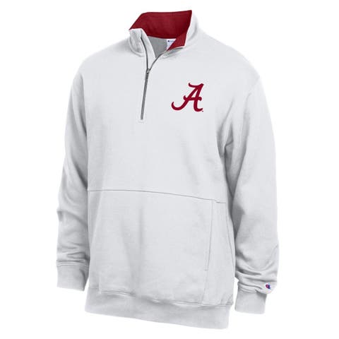 Men's Champion  White Alabama Crimson Tide Fleece Quarter-Zip Pullover
