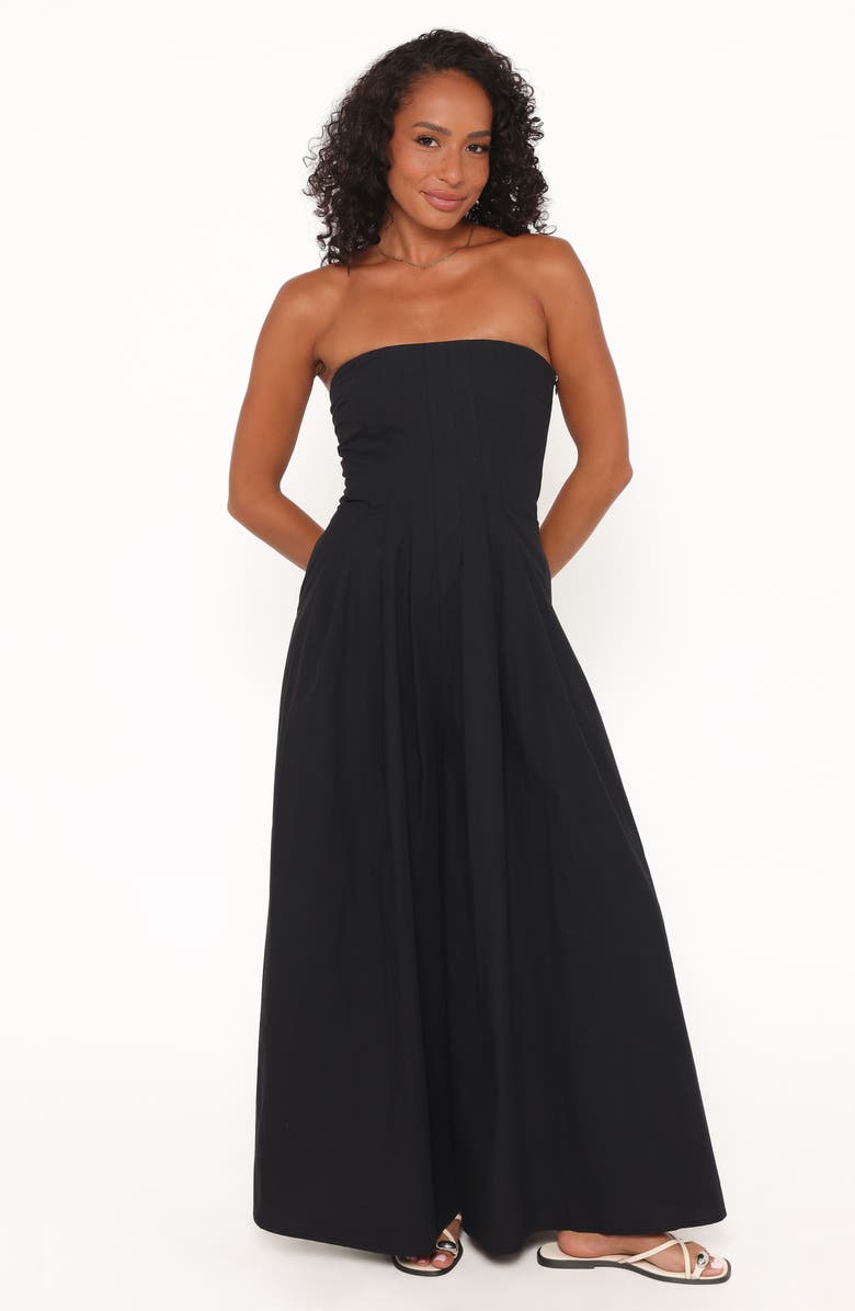 Petal & Pup Wren Strapless Wide Leg Jumpsuit, Alternate, color, Black